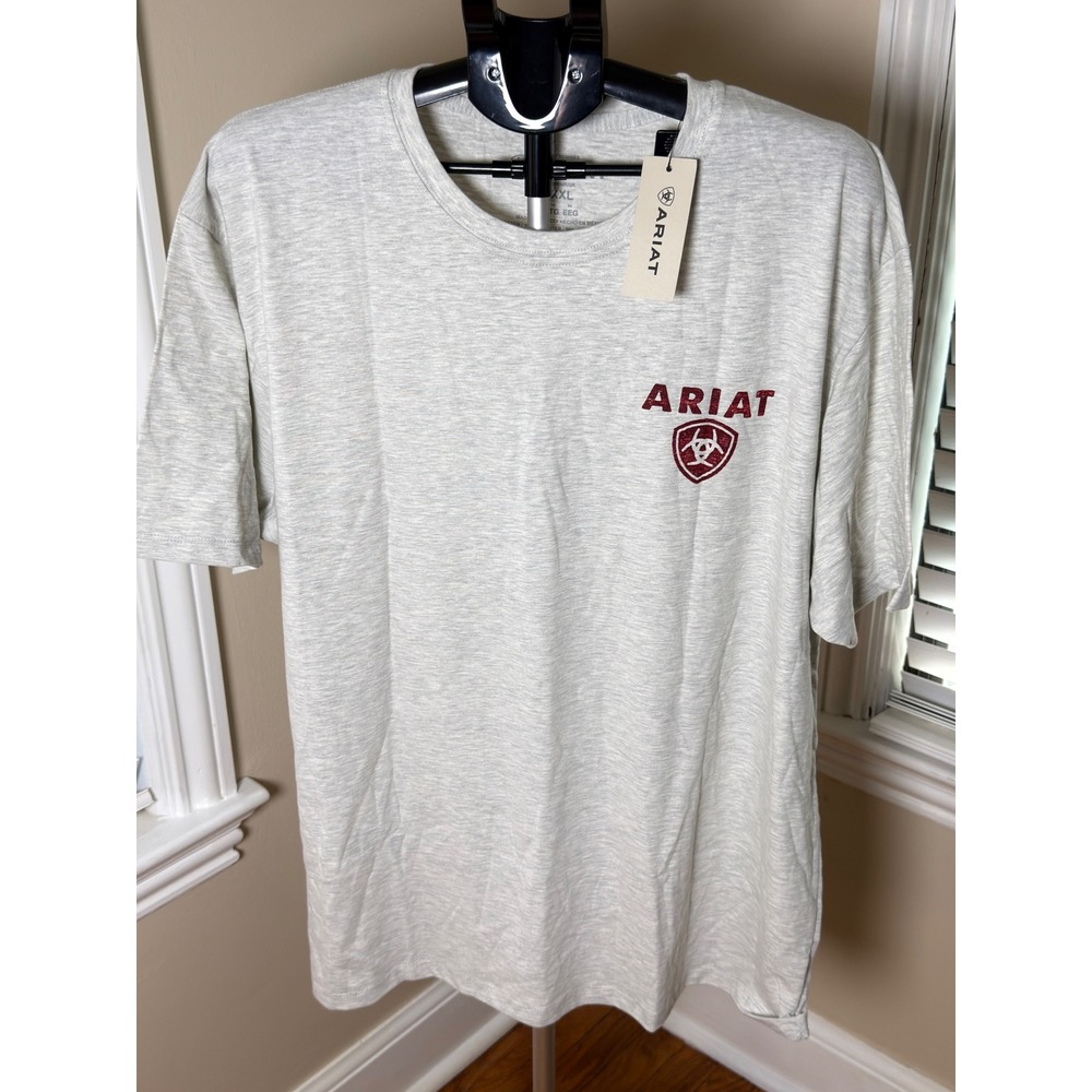 Ariat Mens Trucker Freedom Flag T-Shirt Oatmeal Heather XXL 10080251